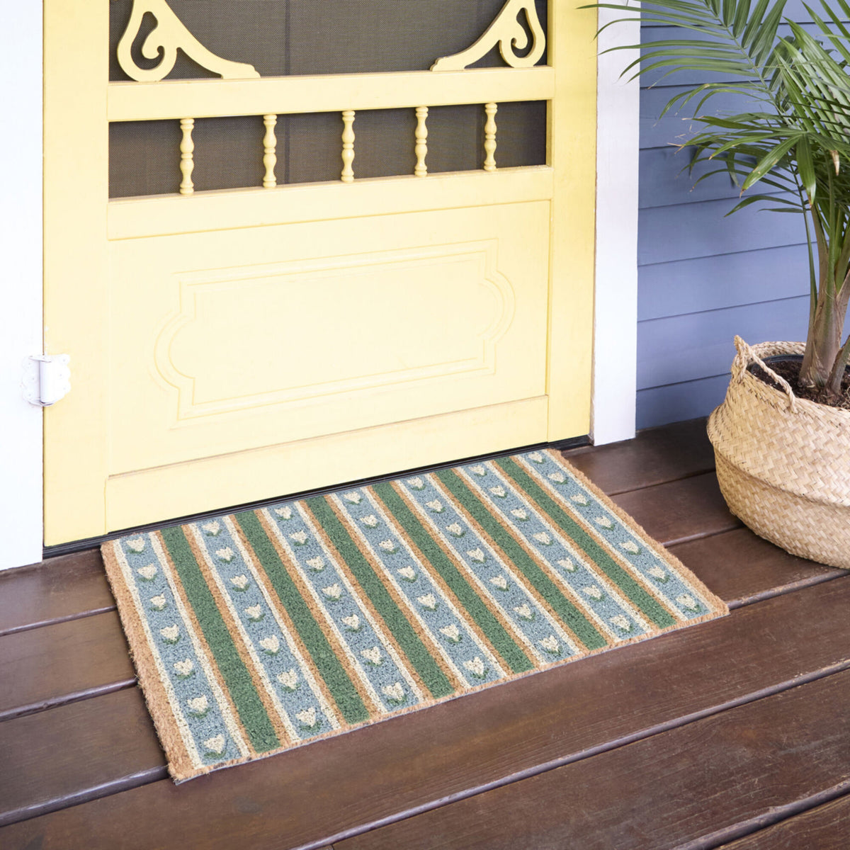 Cute Floral Stripe Doormat