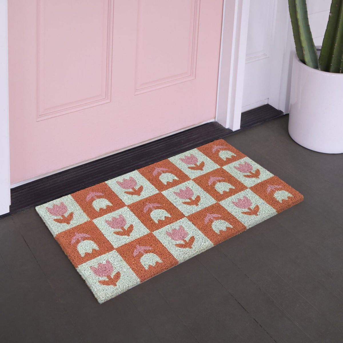 Check Flowers Doormat