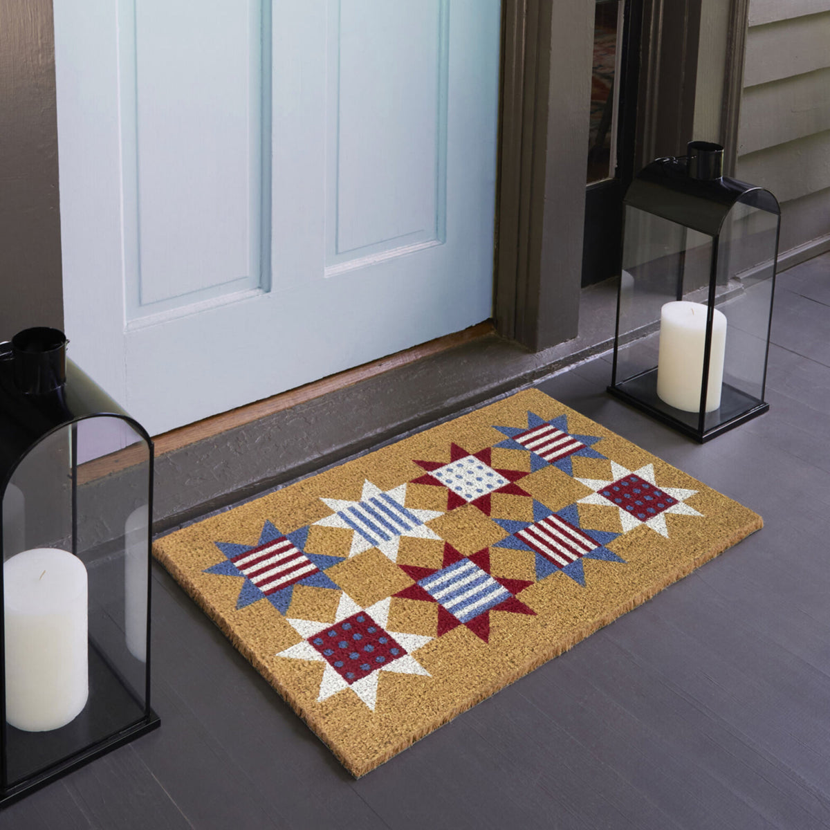 4th of July Patchwork Stars Doormat
