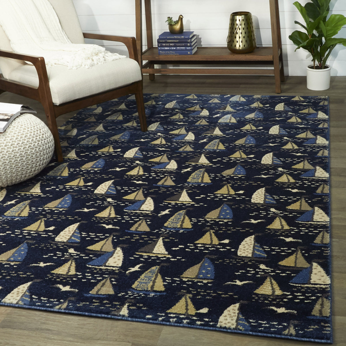 Bay Marina Coastal Boat Area Rug