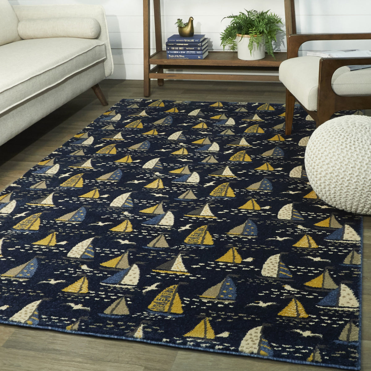 Bay Marina Coastal Boat Area Rug